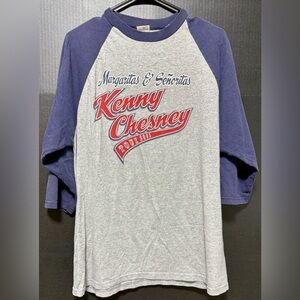 🏜️Kenny Chesney Grey & Blue Margaritas Senoritas Tour Raglan T-shirt
